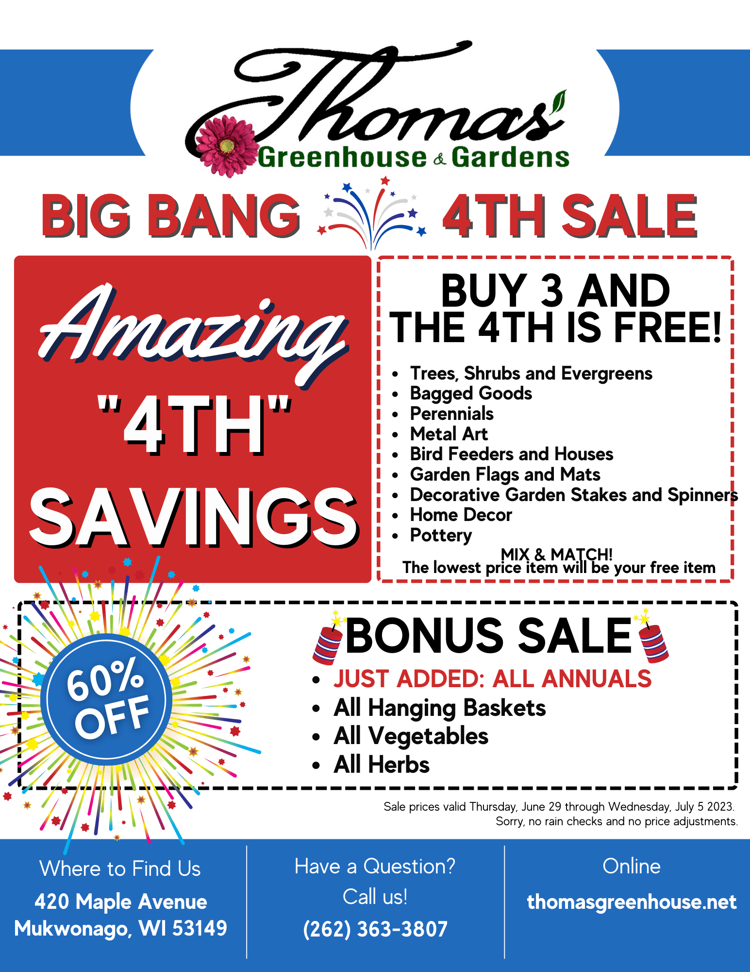 R2 Thomas Greenhouse Big Bang Thomas Greenhouse Big Bang 4th Sale Flyer
