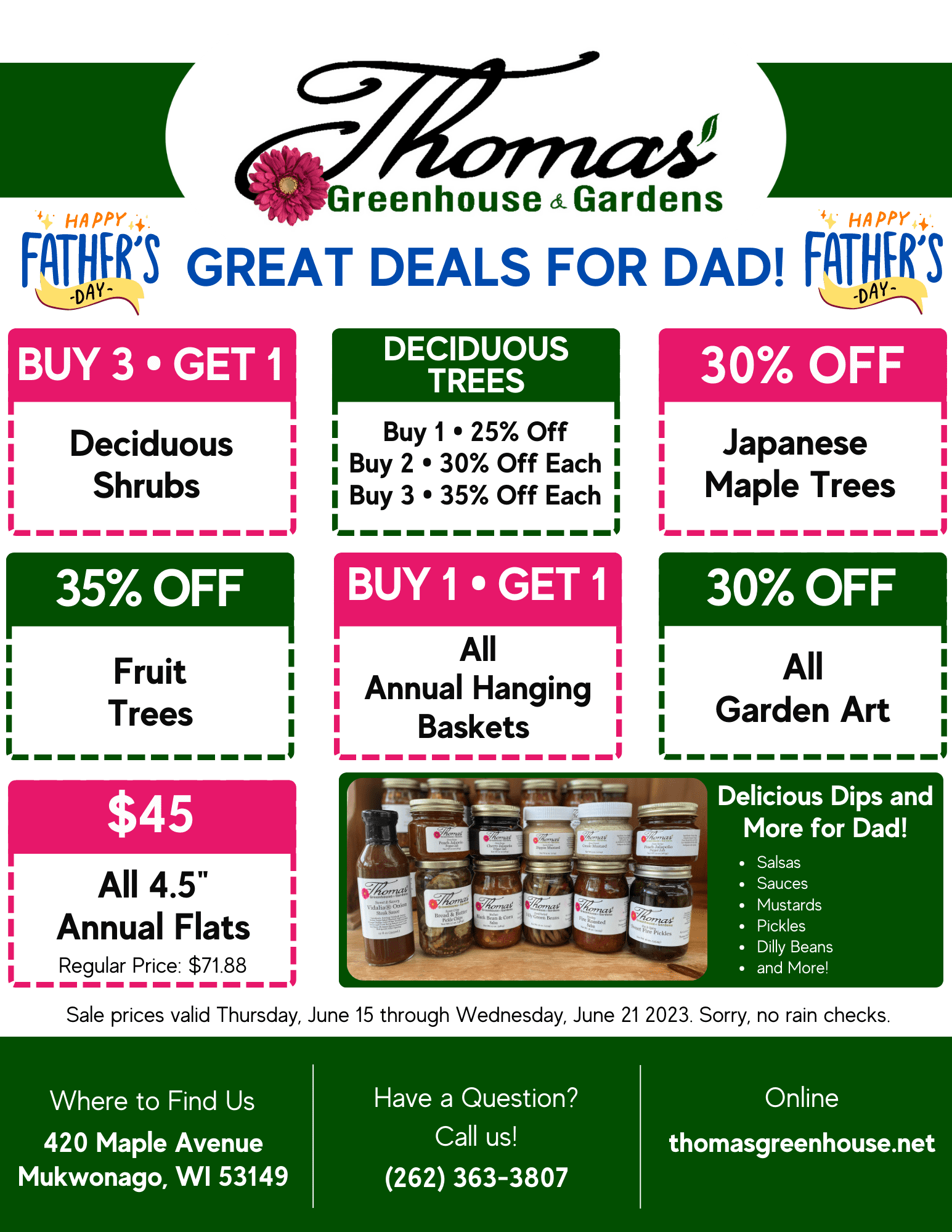 Thomas Greenhouse Fathers Day Sale Father's Day Sale