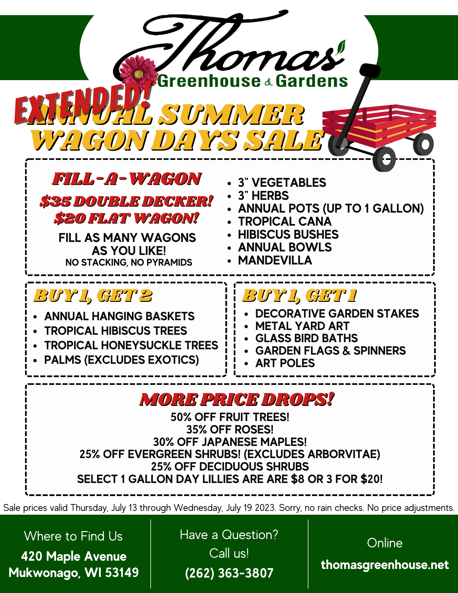 Annual Wagon Days Sale Extended Thomas Greenhouse Gardens