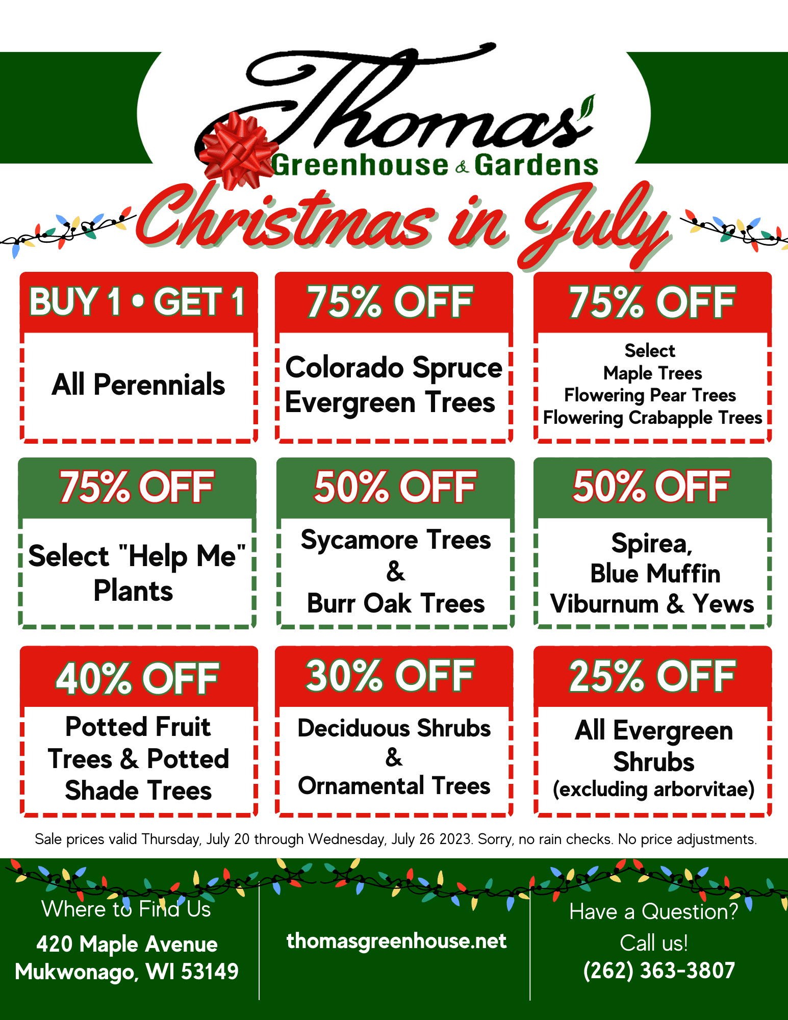 Thomas Greenhouse Xmas in July Christmas in July Sale