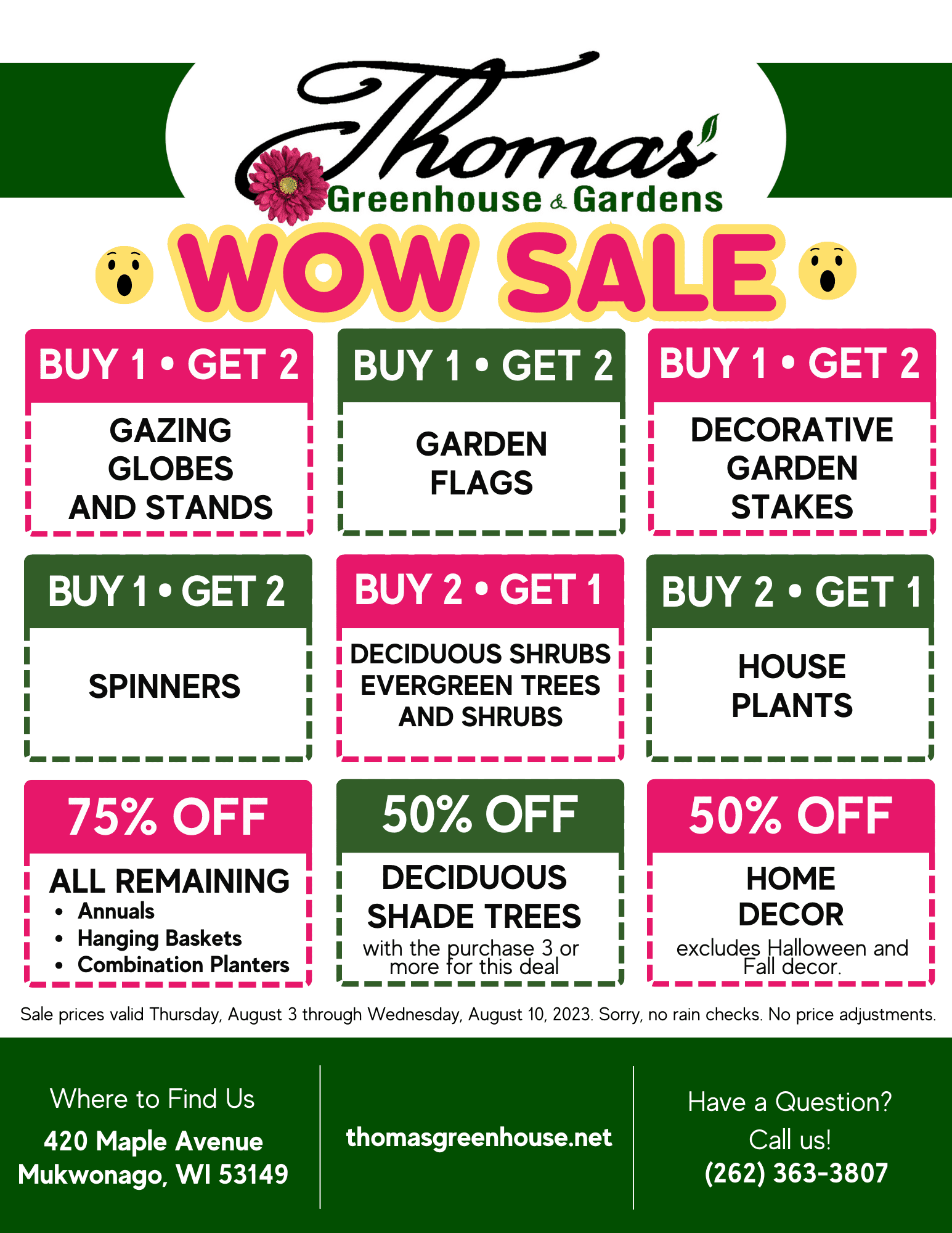 Thomas WOW Sale Thomas Greenhouse & Gardens Sale