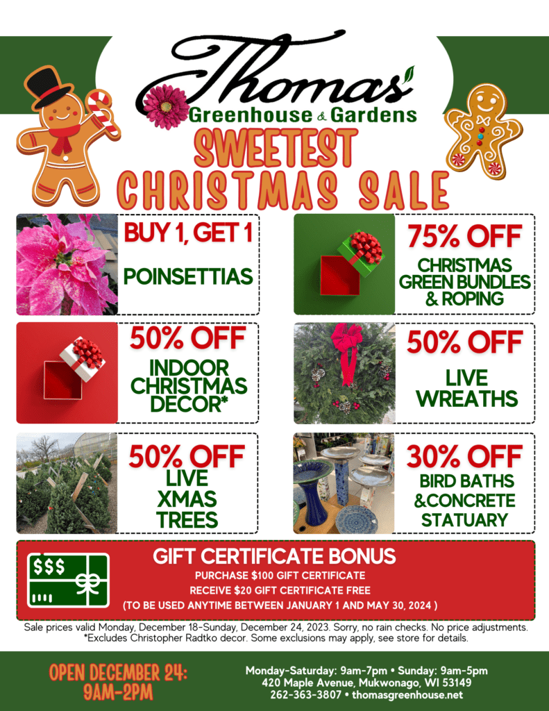 Sweetest Xmas Sales Thomas Greenhouse and Garden Center Christmas Sale
