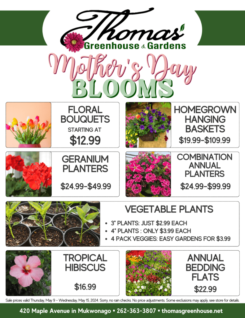 TGH Sale 2024 May 9 1 mothers day plant sale flyer
