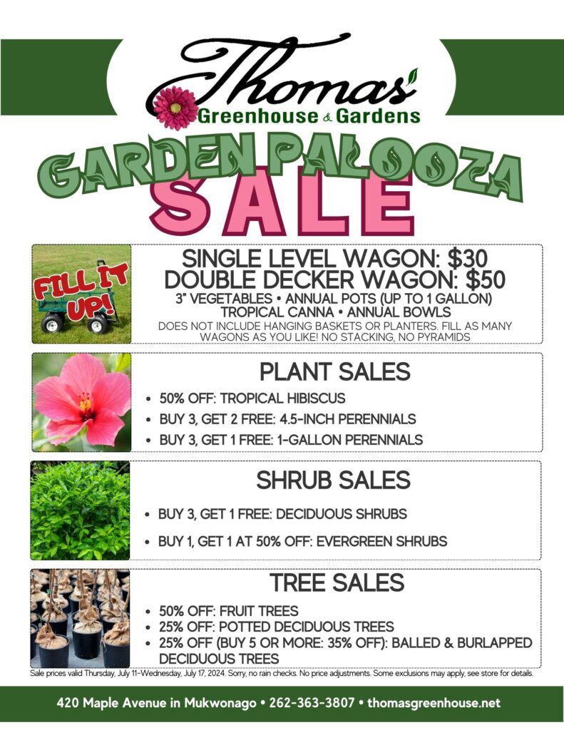 TGH Garden Palooza garden center sale in mukwonago - sales fluer